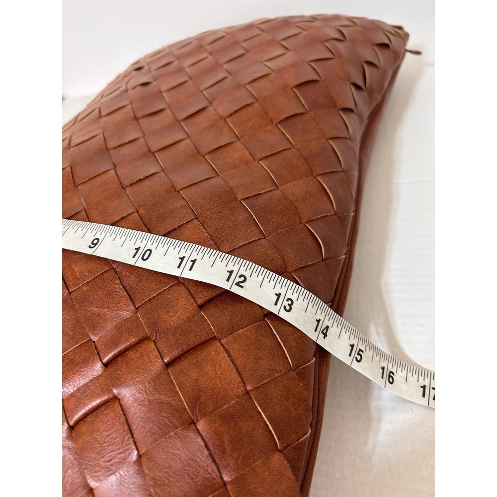 Frye Pillow Woven Brown Faux Leather  14" x 20" Rectangular Lumbar EUC - Picture 3 of 6
